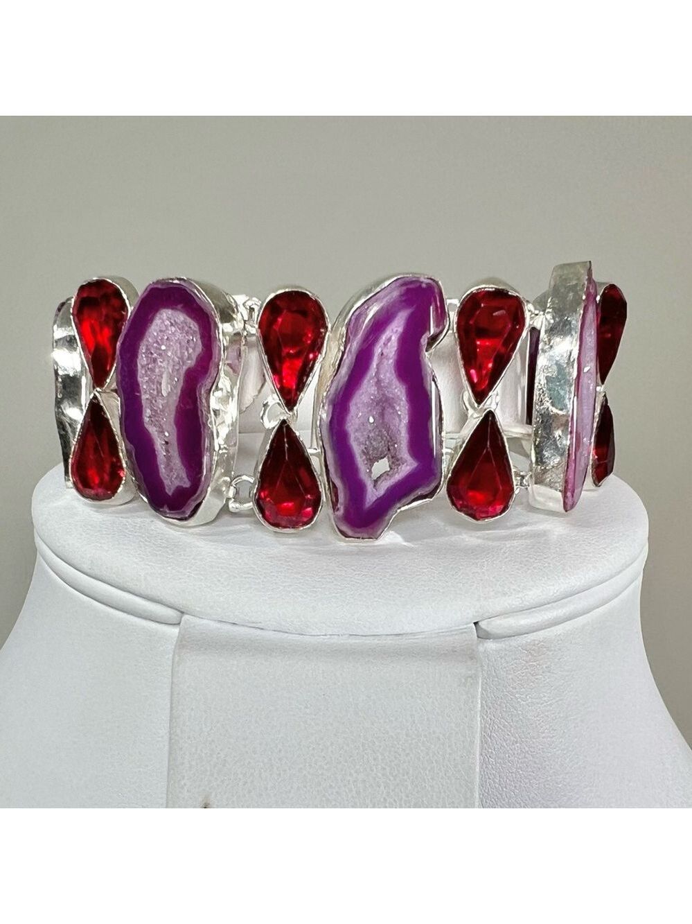 Solar Quartz Garnet 925 Large Gemstone Bracelet